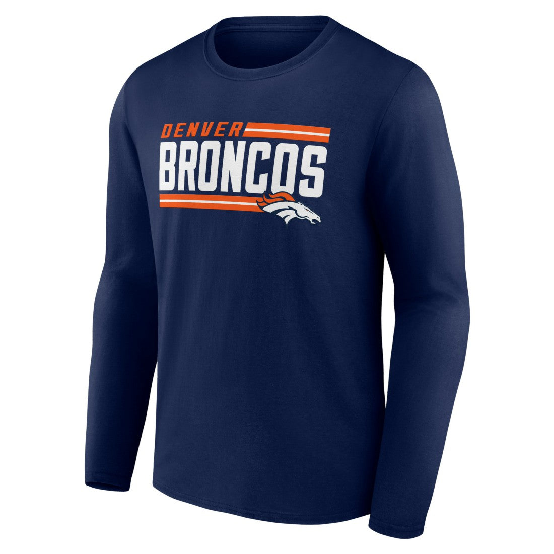 Denver Broncos On Side Stripe Team Long Sleeve T-Shirt - Navy on sale