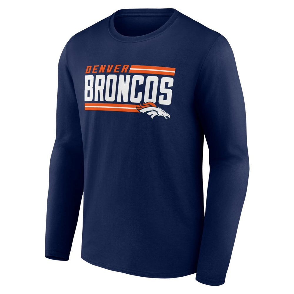 Denver Broncos On Side Stripe Team Long Sleeve T-Shirt - Navy on sale