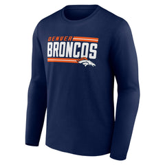 Denver Broncos On Side Stripe Team Long Sleeve T-Shirt - Navy on sale