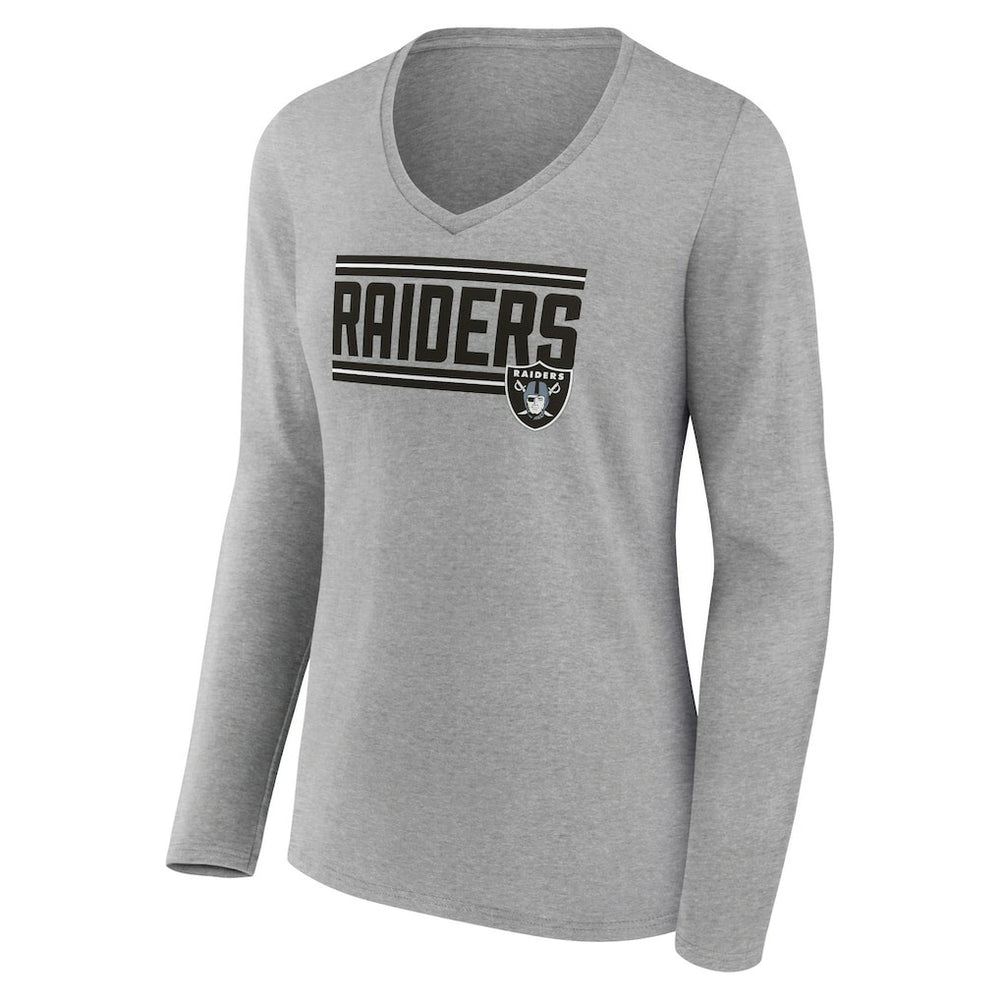 Las Vegas Raiders Women's On Side Stripe Long Sleeve V-Neck T-Shirt - Gray online