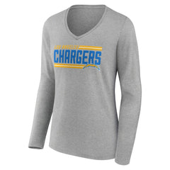 Los Angeles Chargers Women's On Side Stripe Long Sleeve V-Neck T-Shirt - Gray cheap