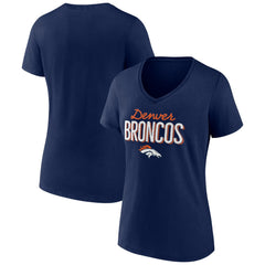 Denver Broncos Women's Nostalgia V-Neck T-Shirt - Navy on sale