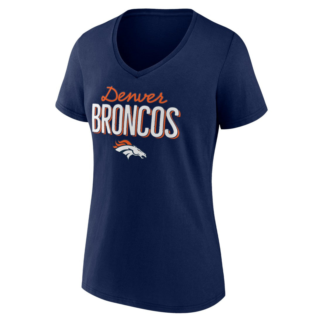 Denver Broncos Women's Nostalgia V-Neck T-Shirt - Navy on sale