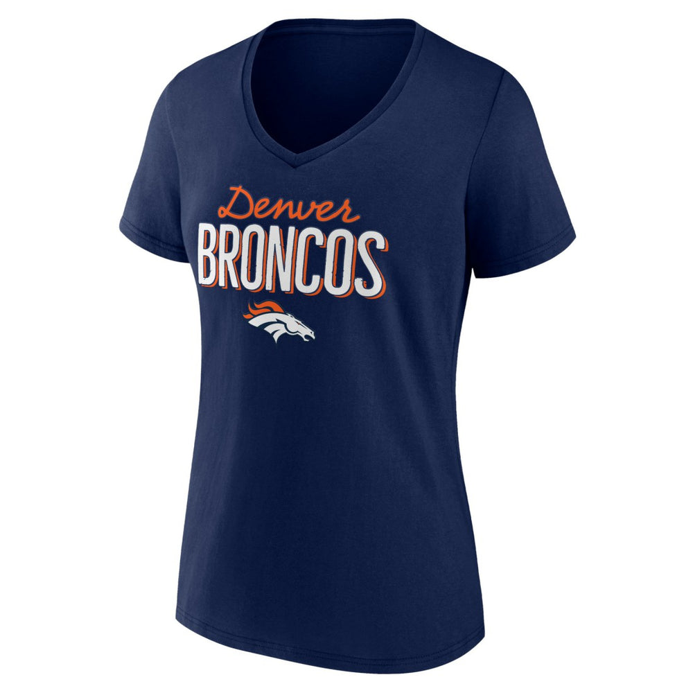 Denver Broncos Women's Nostalgia V-Neck T-Shirt - Navy on sale