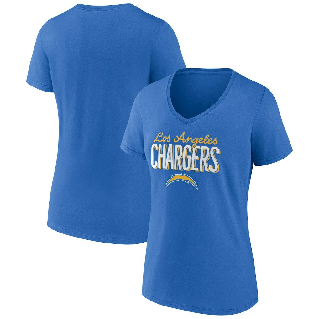 Los Angeles Chargers Women's Nostalgia V-Neck T-Shirt - Powder Blue outlet