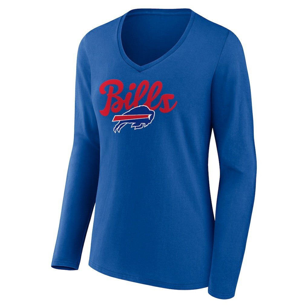 Buffalo Bills Women's Freehand Team Long Sleeve V-Neck T-Shirt - Royal sale