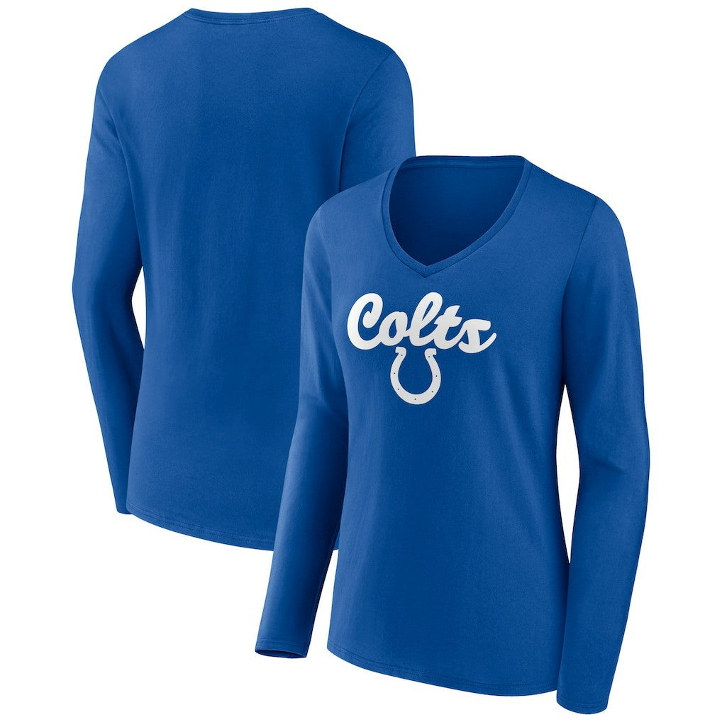 Indianapolis Colts Women's Freehand Team Long Sleeve V-Neck T-Shirt - Royal discount