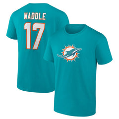 Jaylen Waddle Miami Dolphins Player Icon Name & Number T-Shirt - Aqua cheap