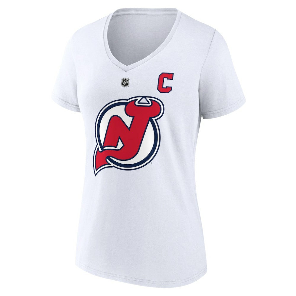 Nico Hischier New Jersey Devils Fanatics Women's Special Edition 2.0 Name & Number V-Neck T-Shirt - White T-shirts