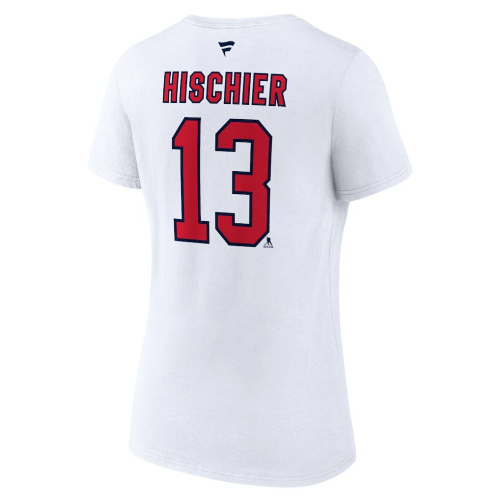 Nico Hischier New Jersey Devils Fanatics Women's Special Edition 2.0 Name & Number V-Neck T-Shirt - White T-shirts
