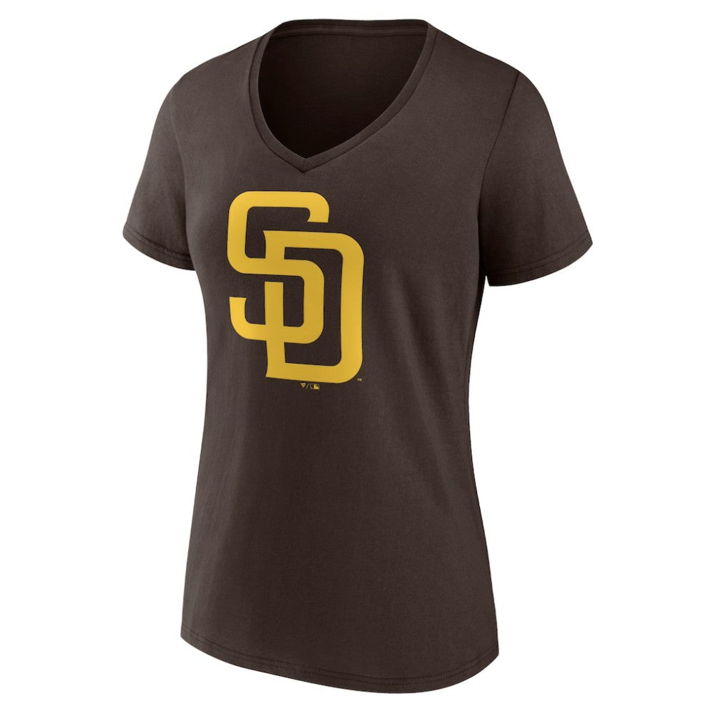 San Diego Padres Women's Official Logo V-Neck T-Shirt Brown