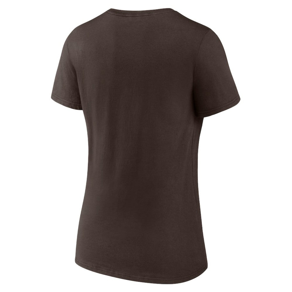 San Diego Padres Women's Official Logo V-Neck T-Shirt Brown