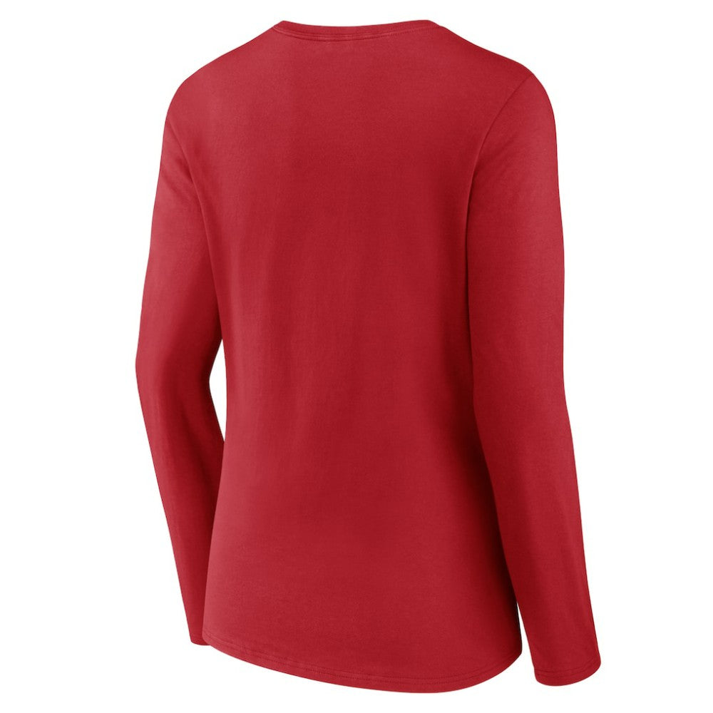 St. Louis Cardinals Women's Victory Script Long Sleeve V-Neck T-Shirt Red