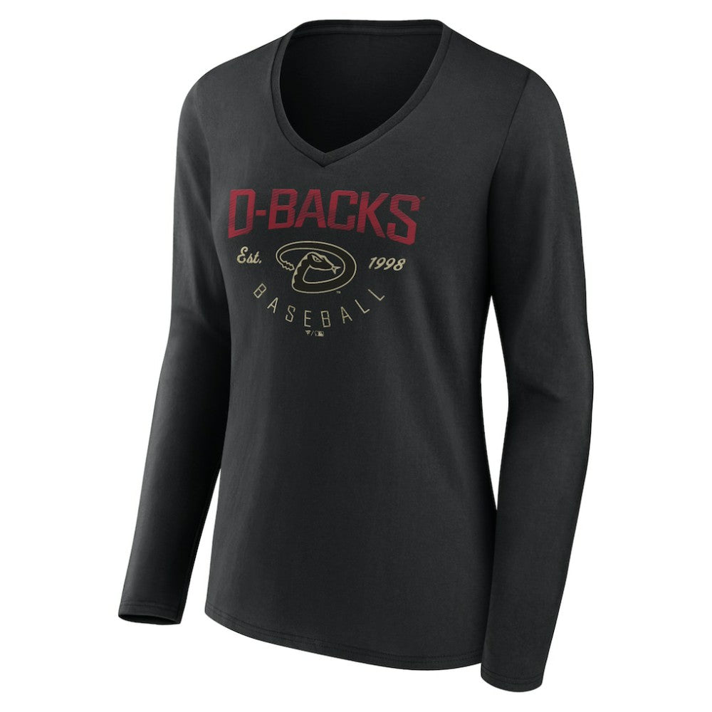Arizona Diamondbacks Women's Live For It Long Sleeve Long Sleeve V-Neck T-Shirt Black