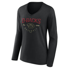 Arizona Diamondbacks Women's Live For It Long Sleeve Long Sleeve V-Neck T-Shirt Black