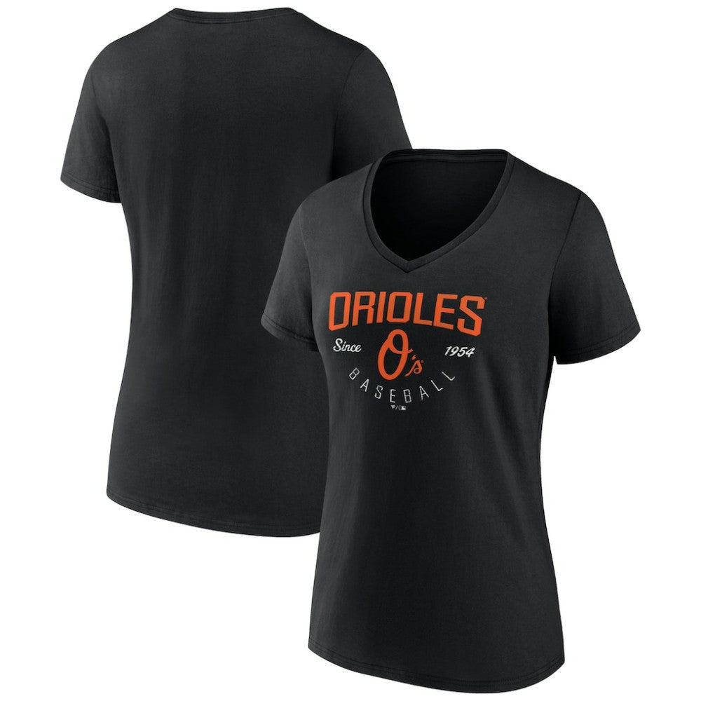 Baltimore Orioles Women's Live For It Team V-Neck T-Shirt Black