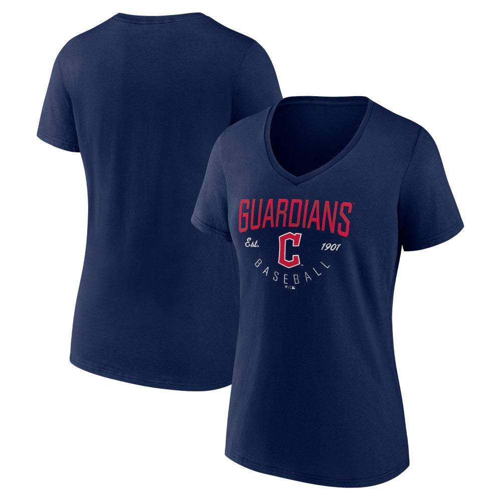 Cleveland Guardians Women's Live For It Team V-Neck T-Shirt Navy