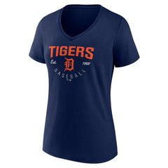 Detroit Tigers Women's Live For It Team V-Neck T-Shirt Navy