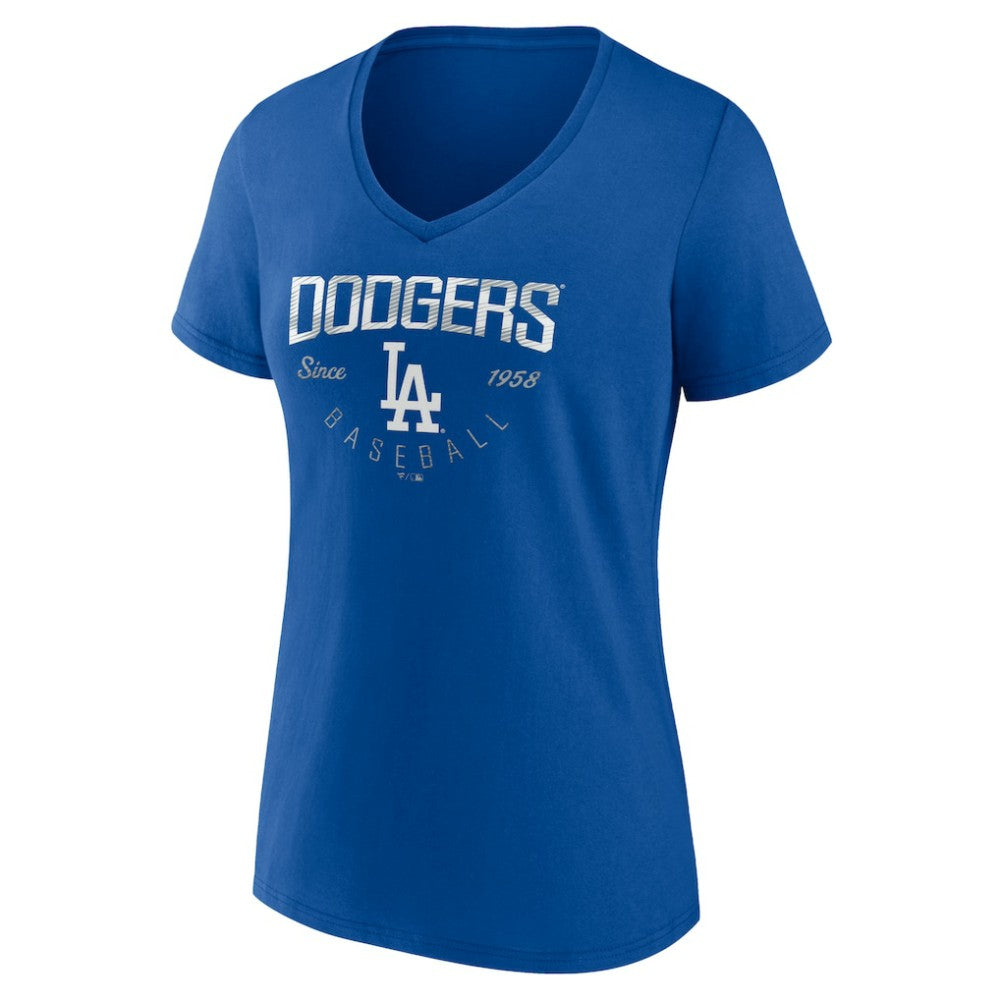 Los Angeles Dodgers Women's Live For It Team V-Neck T-Shirt Royal