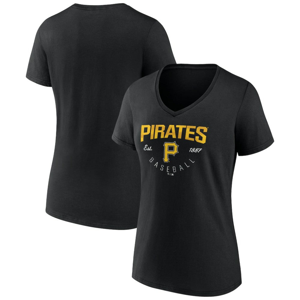 Pittsburgh Pirates Women's Live For It Team V-Neck T-Shirt Black