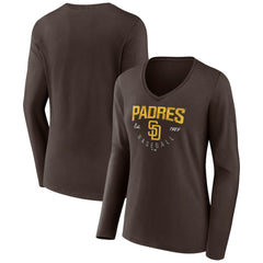 San Diego Padres Women's Live For It Long Sleeve Long Sleeve V-Neck T-Shirt Brown