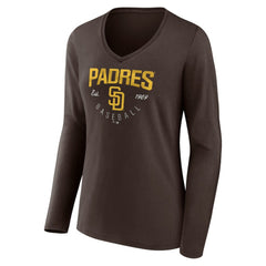 San Diego Padres Women's Live For It Long Sleeve Long Sleeve V-Neck T-Shirt Brown