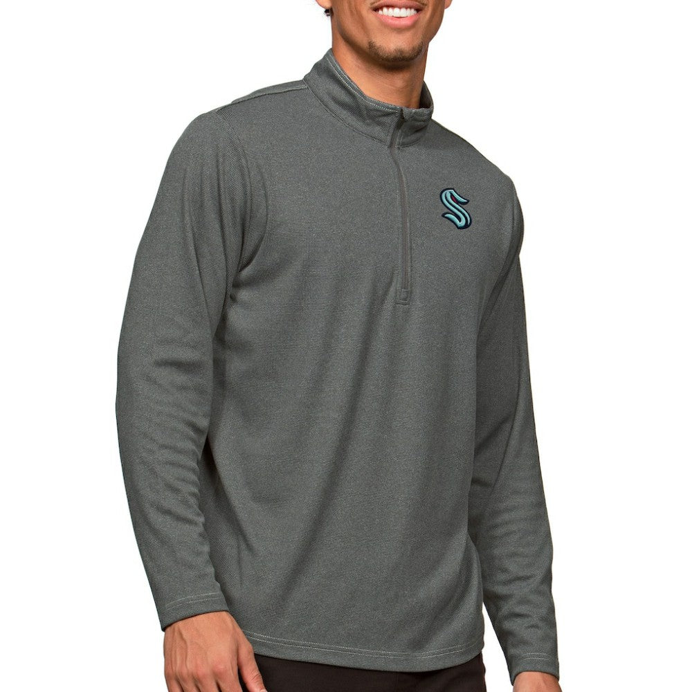 Seattle Kraken Antigua Epic Quarter-Zip Pullover Top - Heather Charcoal Pullover