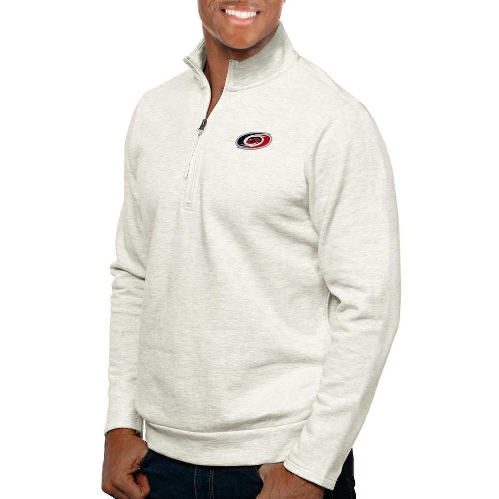 Carolina Hurricanes Antigua Gambit Quarter-Zip Pullover Top - Oatmeal Pullover