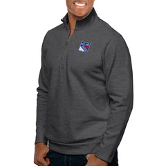 New York Rangers Antigua Gambit Quarter-Zip Pullover Top - Charcoal Pullover