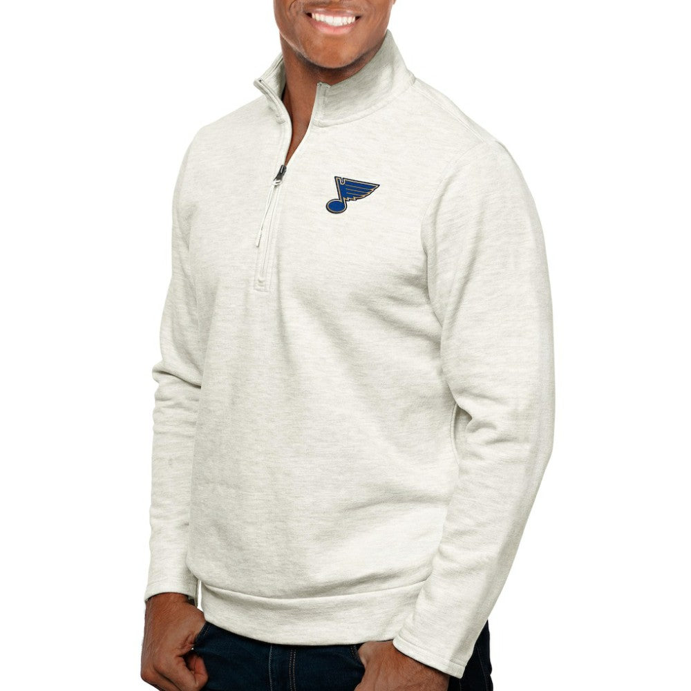 St. Louis Blues Antigua Gambit Quarter-Zip Pullover Top - Oatmeal Pullover