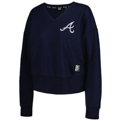 Atlanta Braves DKNY Sport Women's Lily V-Neck Pullover Sweatshirt Navy