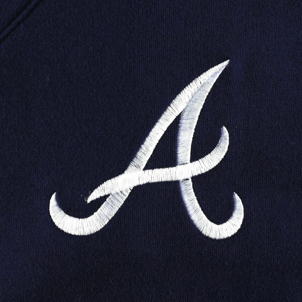 Atlanta Braves DKNY Sport Women's Lily V-Neck Pullover Sweatshirt Navy