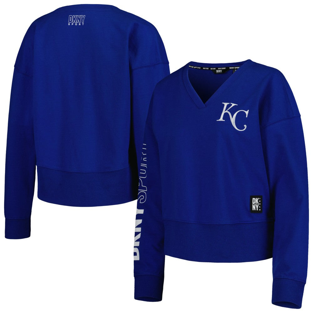 Kansas City Royals DKNY Sport Women's Lily V-Neck Pullover Sweatshirt Royal