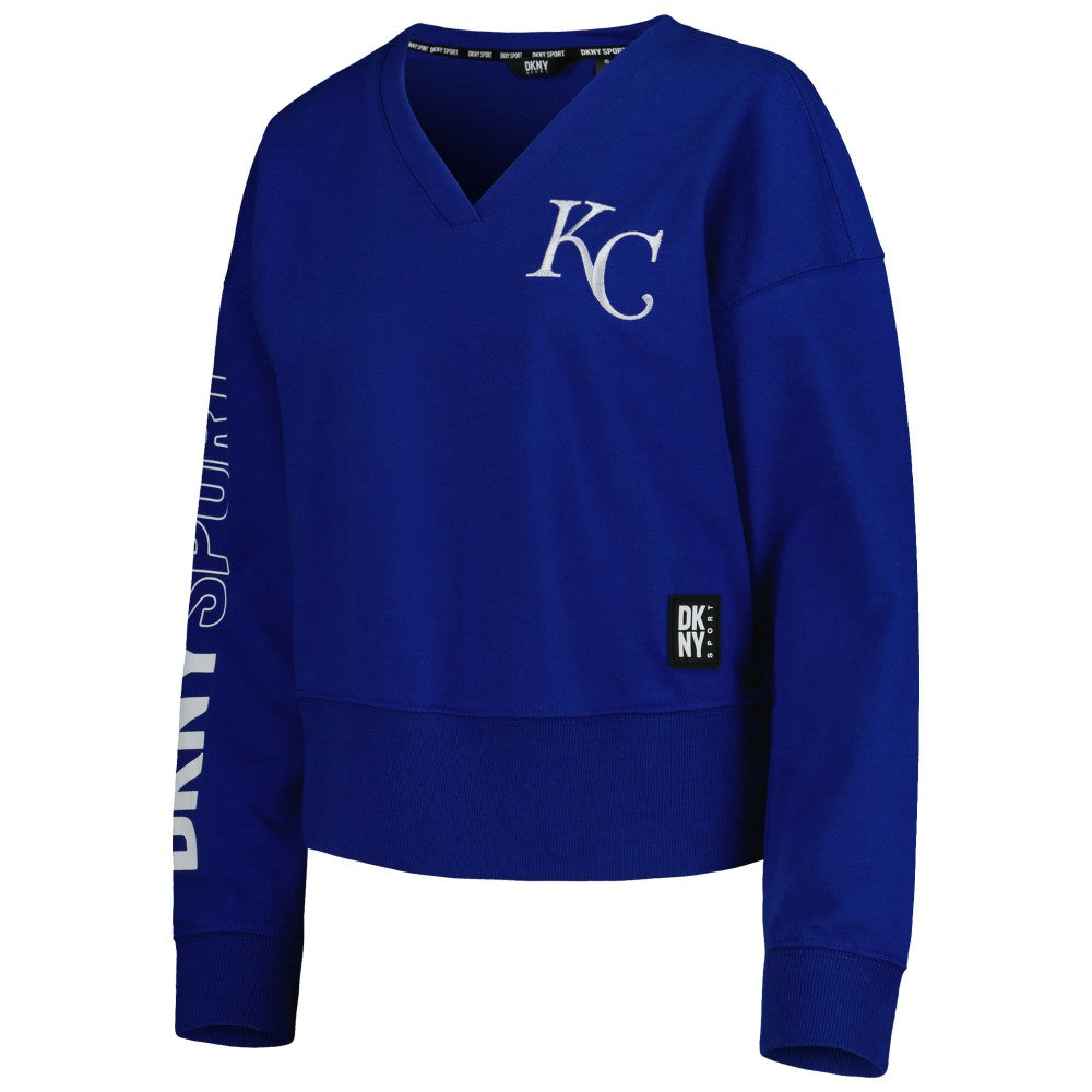 Kansas City Royals DKNY Sport Women's Lily V-Neck Pullover Sweatshirt Royal