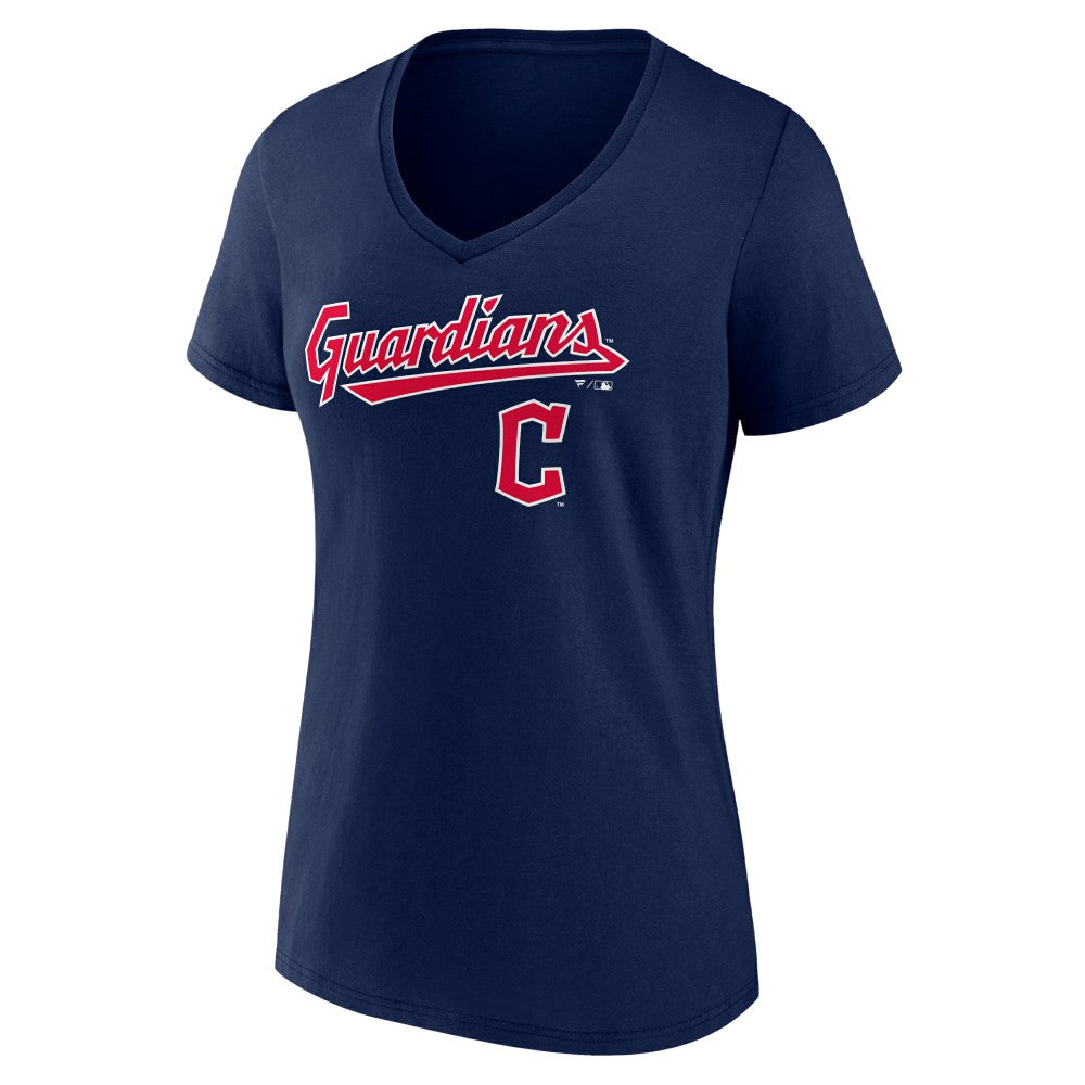 Cleveland Guardians Women's Lockup V-Neck T-Shirt Navy