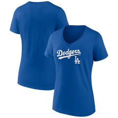 Los Angeles Dodgers Women's Lockup V-Neck T-Shirt Royal