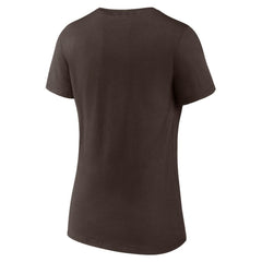 San Diego Padres Women's Lockup V-Neck T-Shirt Brown