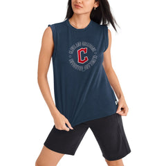 Cleveland Guardians DKNY Sport Women's Madison Tri-Blend Tank Top Navy