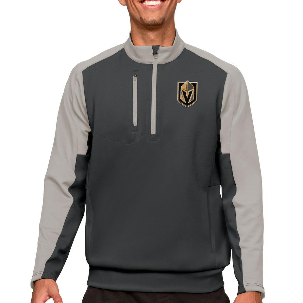 Vegas Golden Knights Antigua Quarter-Zip Pullover Top - Charcoal/Silver Pullover