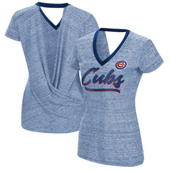 Chicago Cubs Touch Women's Halftime Back Wrap Top V-Neck T-Shirt Royal