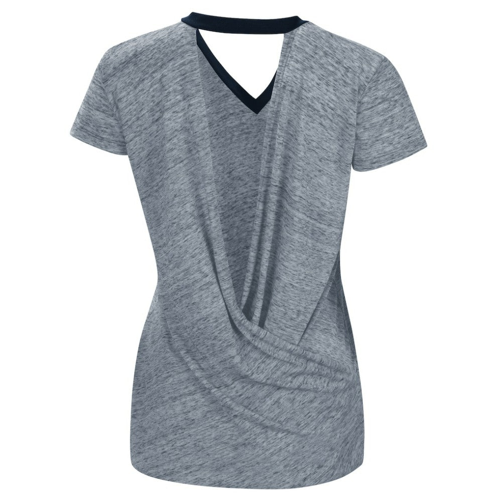 Detroit Tigers Touch Women's Halftime Back Wrap Top V-Neck T-Shirt Navy