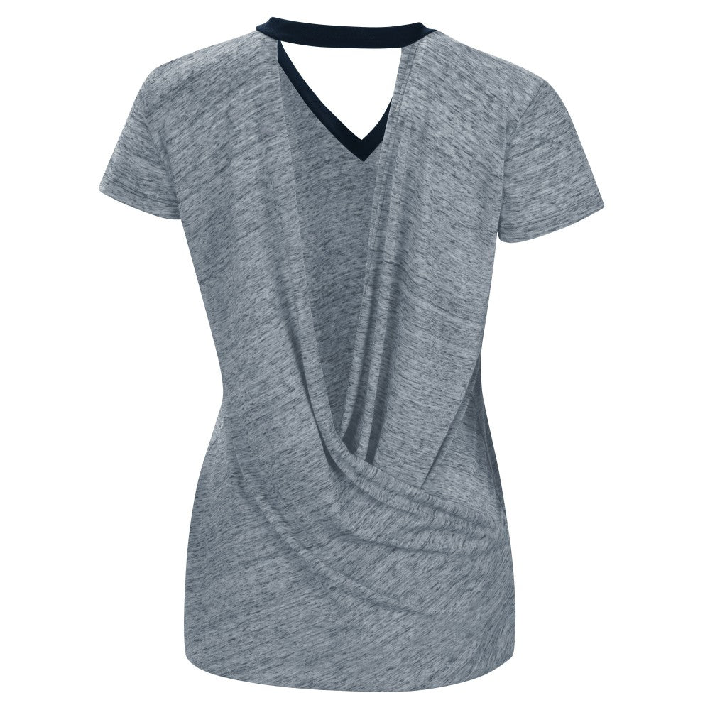 Milwaukee Brewers Touch Women's Halftime Back Wrap Top V-Neck T-Shirt Navy