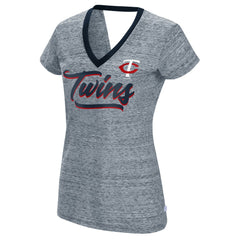 Minnesota Twins Touch Women's Halftime Back Wrap Top V-Neck T-Shirt Navy