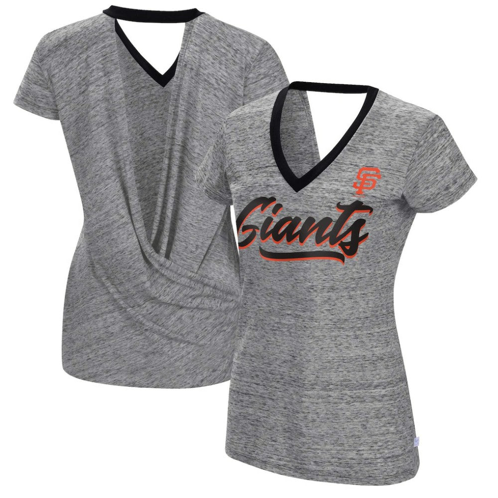 San Francisco Giants Touch Women's Halftime Back Wrap Top V-Neck T-Shirt Black