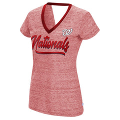 Washington Nationals Touch Women's Halftime Back Wrap Top V-Neck T-Shirt Red