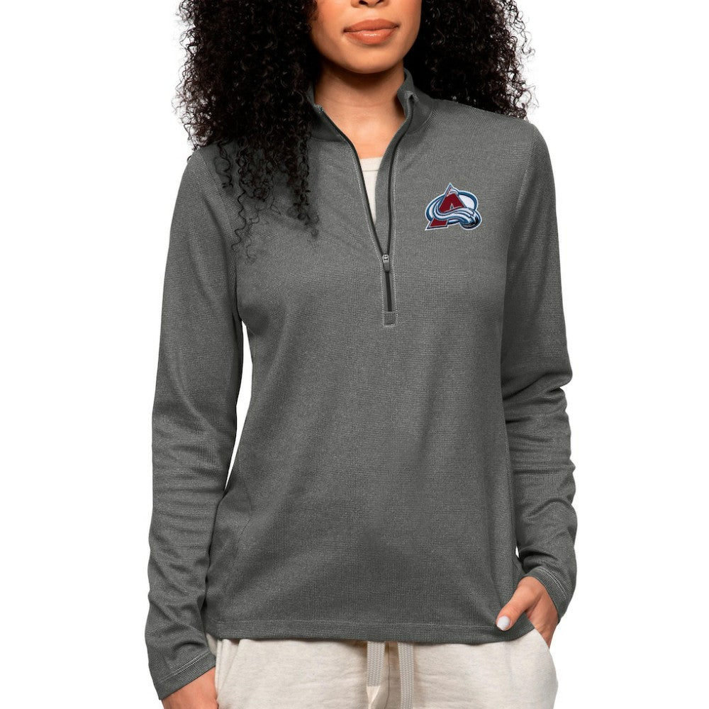 Colorado Avalanche Antigua Women's Epic Quarter-Zip Pullover Top - Heather Charcoal Pullover