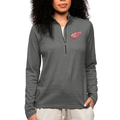 Detroit Red Wings Antigua Women's Epic Quarter-Zip Pullover Top - Heather Charcoal Pullover
