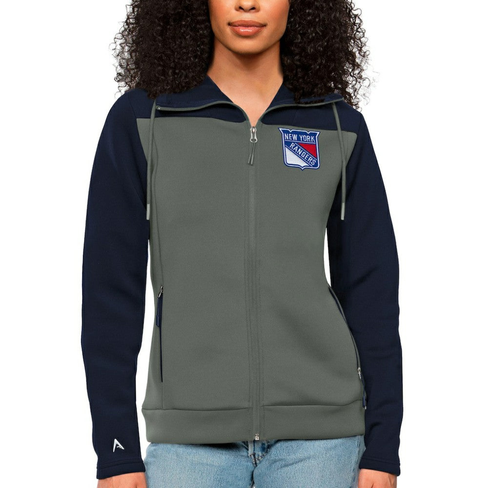 New York Rangers Antigua Women's Protect Full-Zip Hoodie - Navy/Steel Hoodies