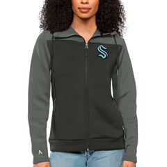 Seattle Kraken Antigua Women's Protect Full-Zip Hoodie - Steel/Charcoal Hoodies