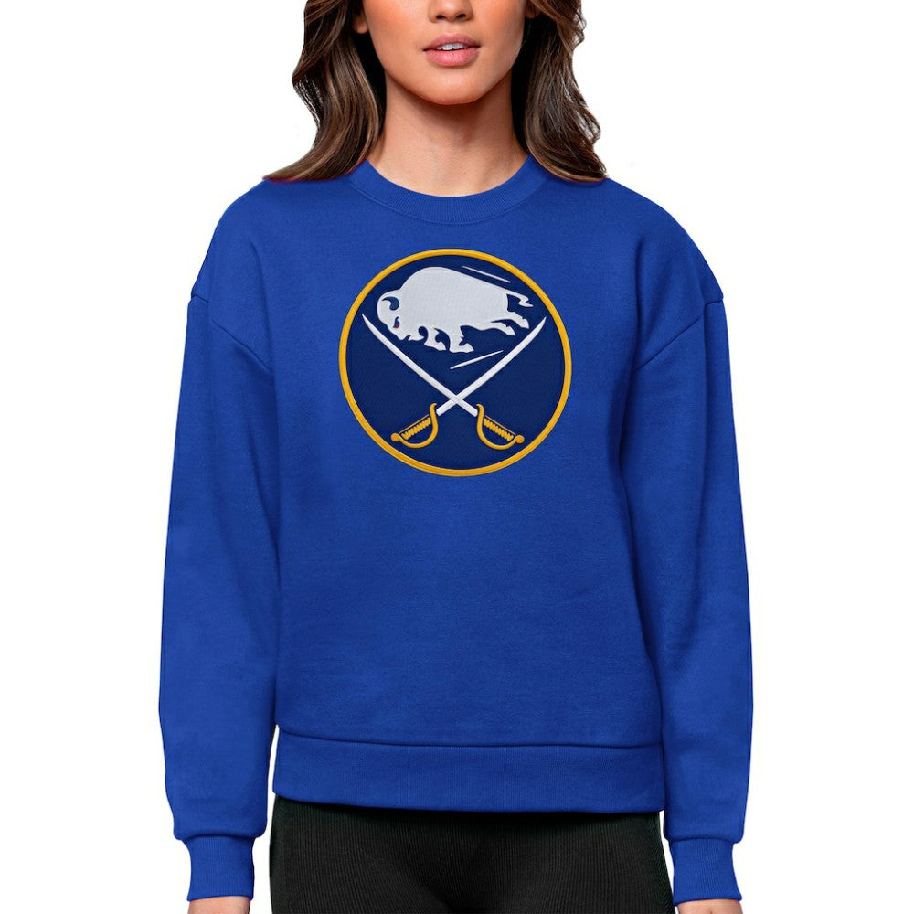Buffalo Sabres Antigua Women's Team Logo Victory Crewneck Pullover Sweatshirt - Royal Sweatshirts